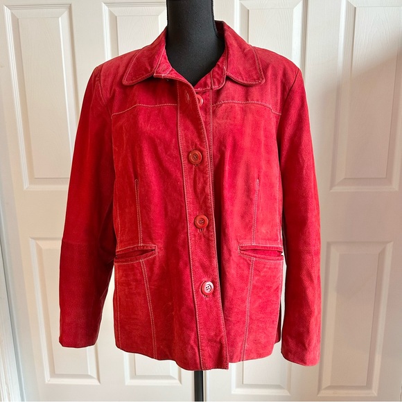 TravelSmith Jackets & Blazers - TravelSmith Red Suede 1990’s Jacket